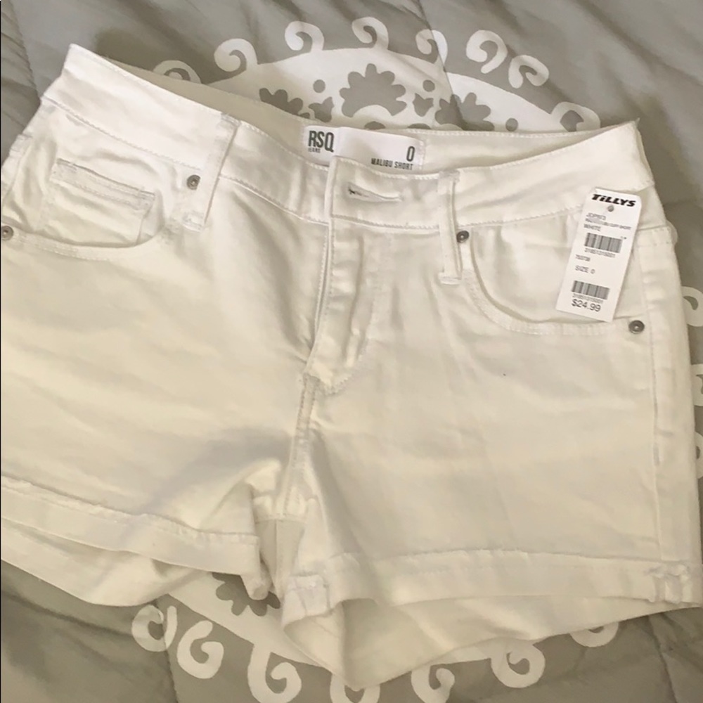 White jean shorts